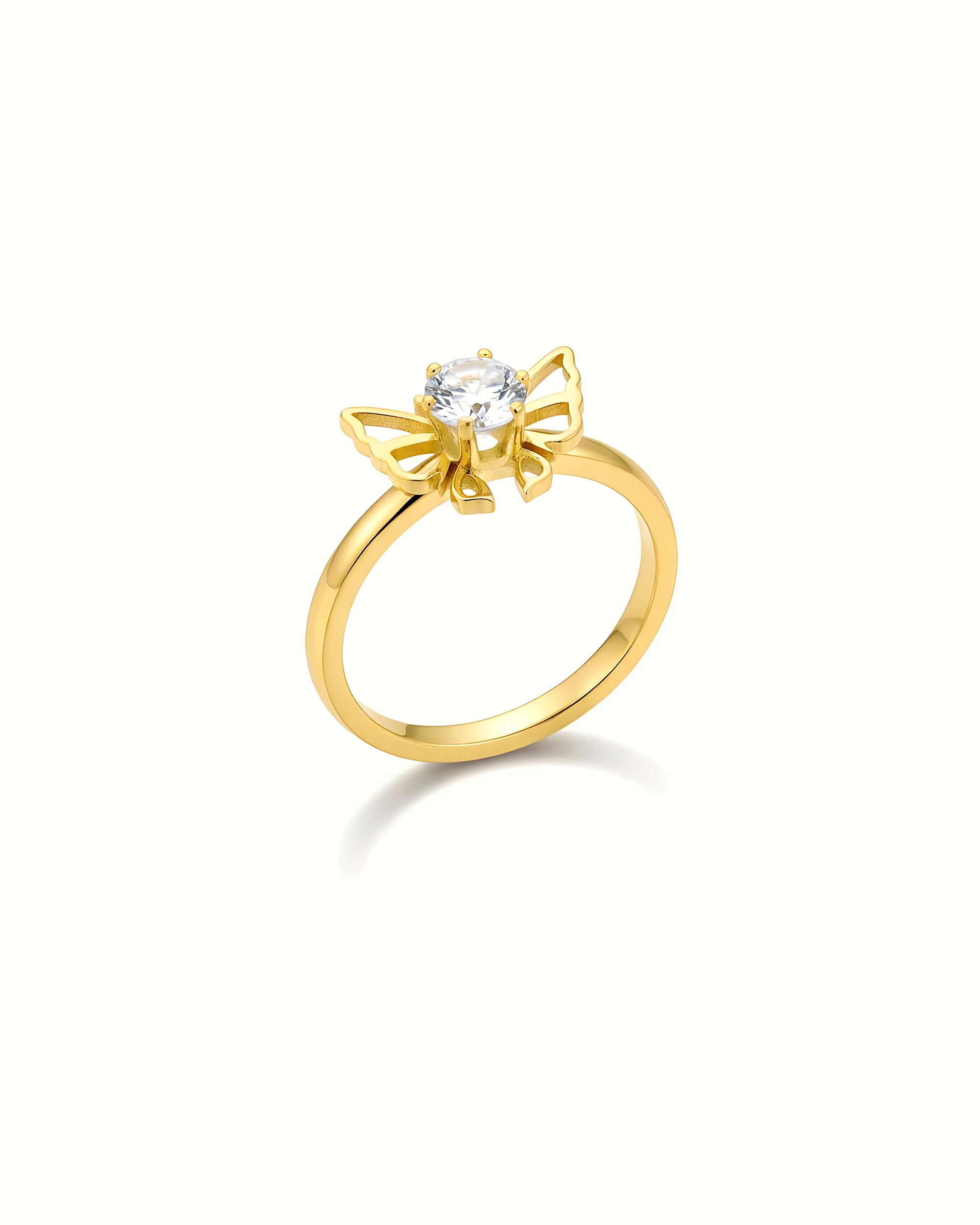 Butterfly Solitaire Finger Ring
