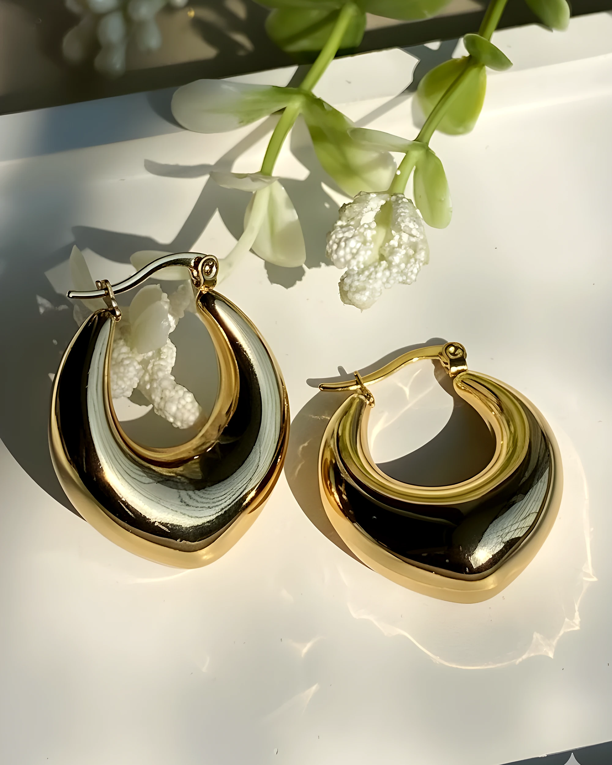 Chunky Gold Sculptural Hoops