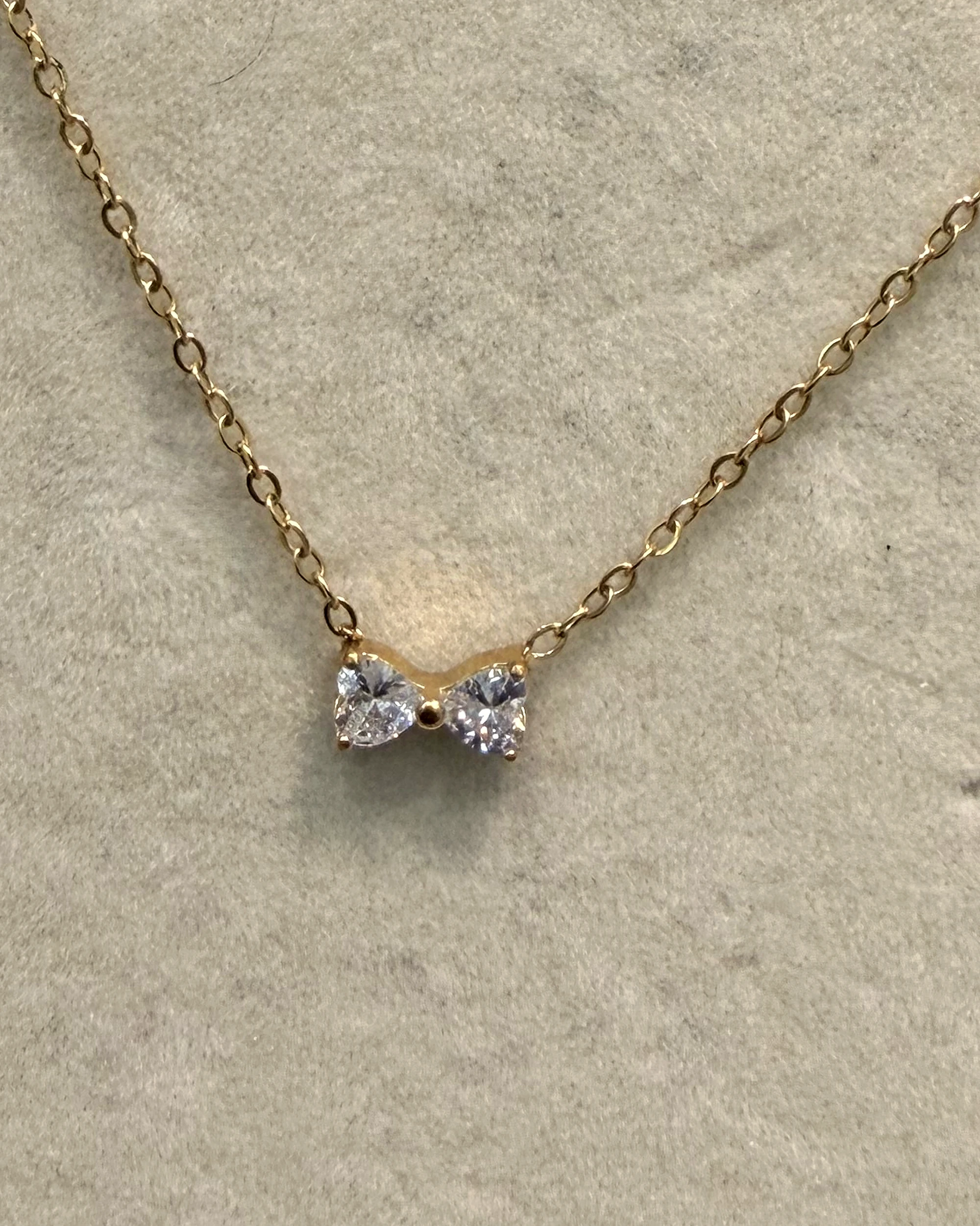 Dainty Diamond Bow Necklace