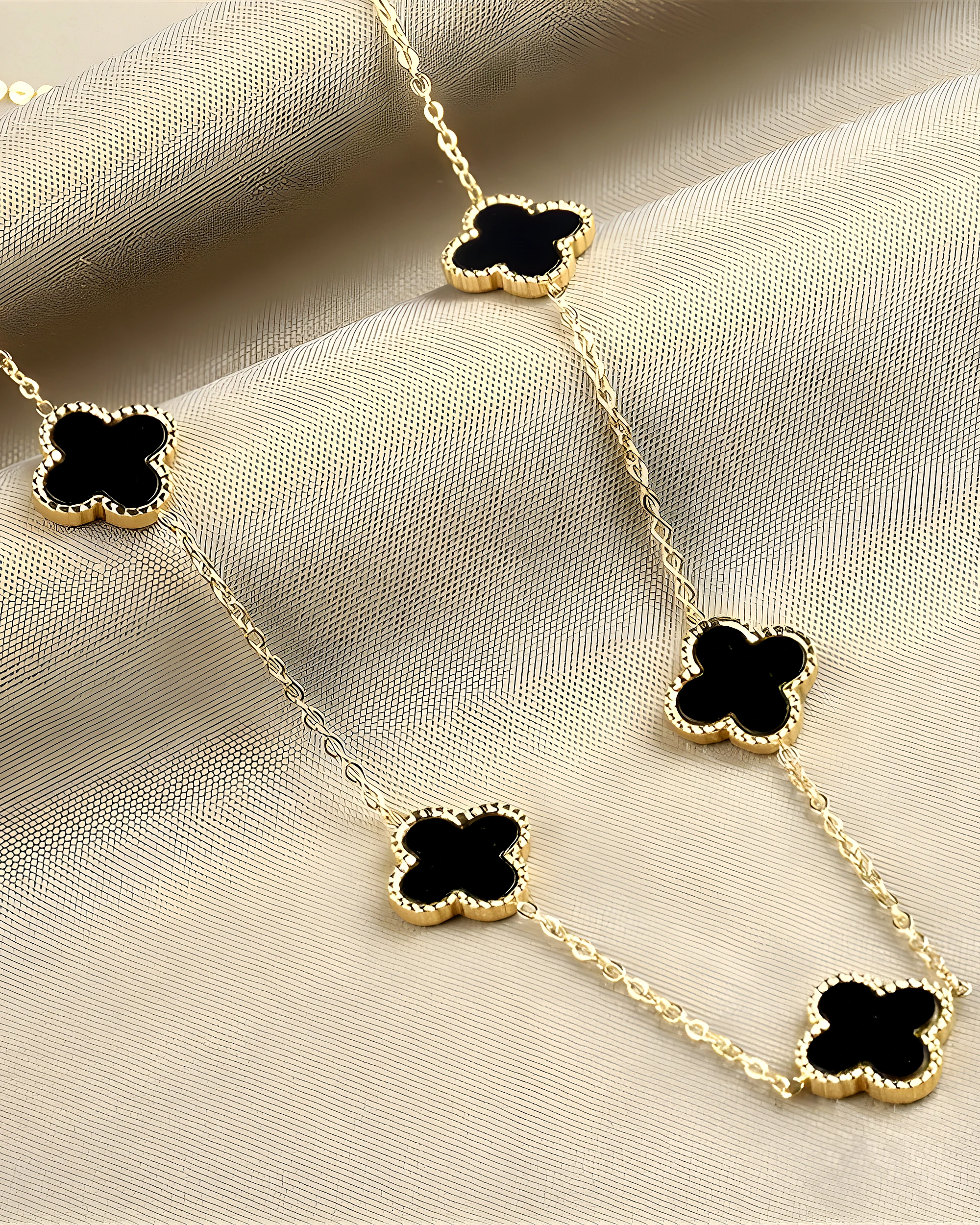 Five Black Clover Necklace