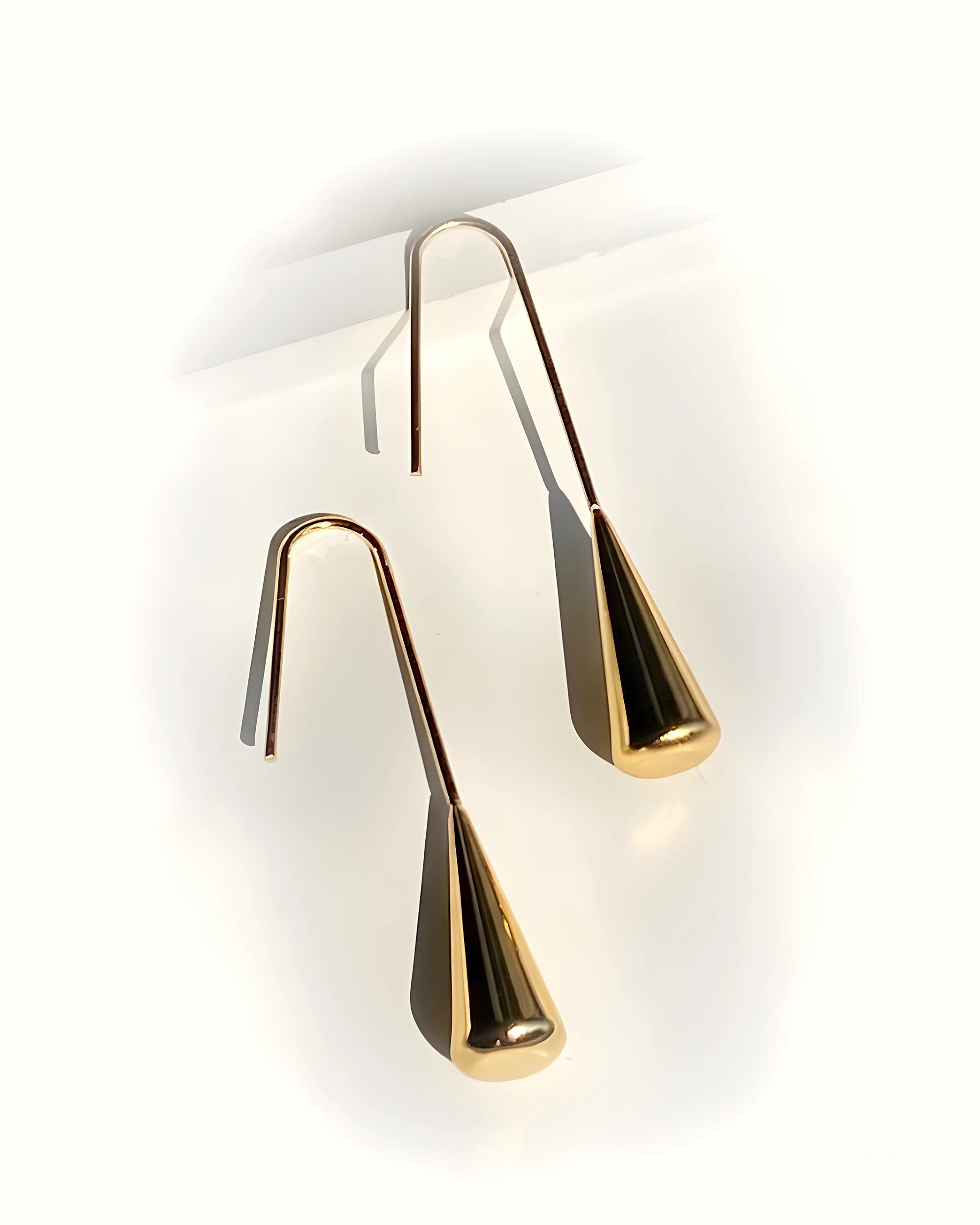 Gold Cone Drop Hook Earrings