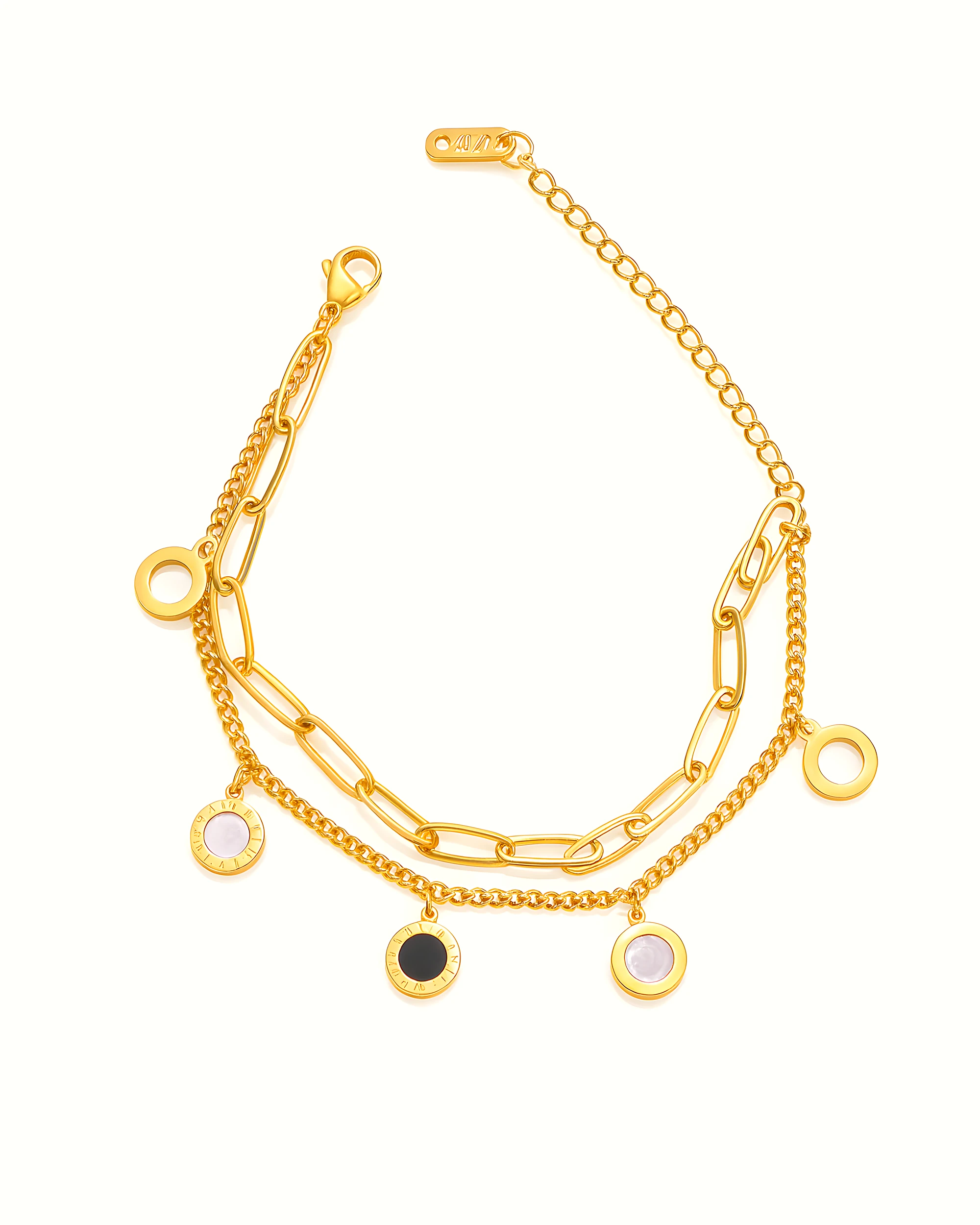 Gold-Toned Double Layer Charm Bracelet
