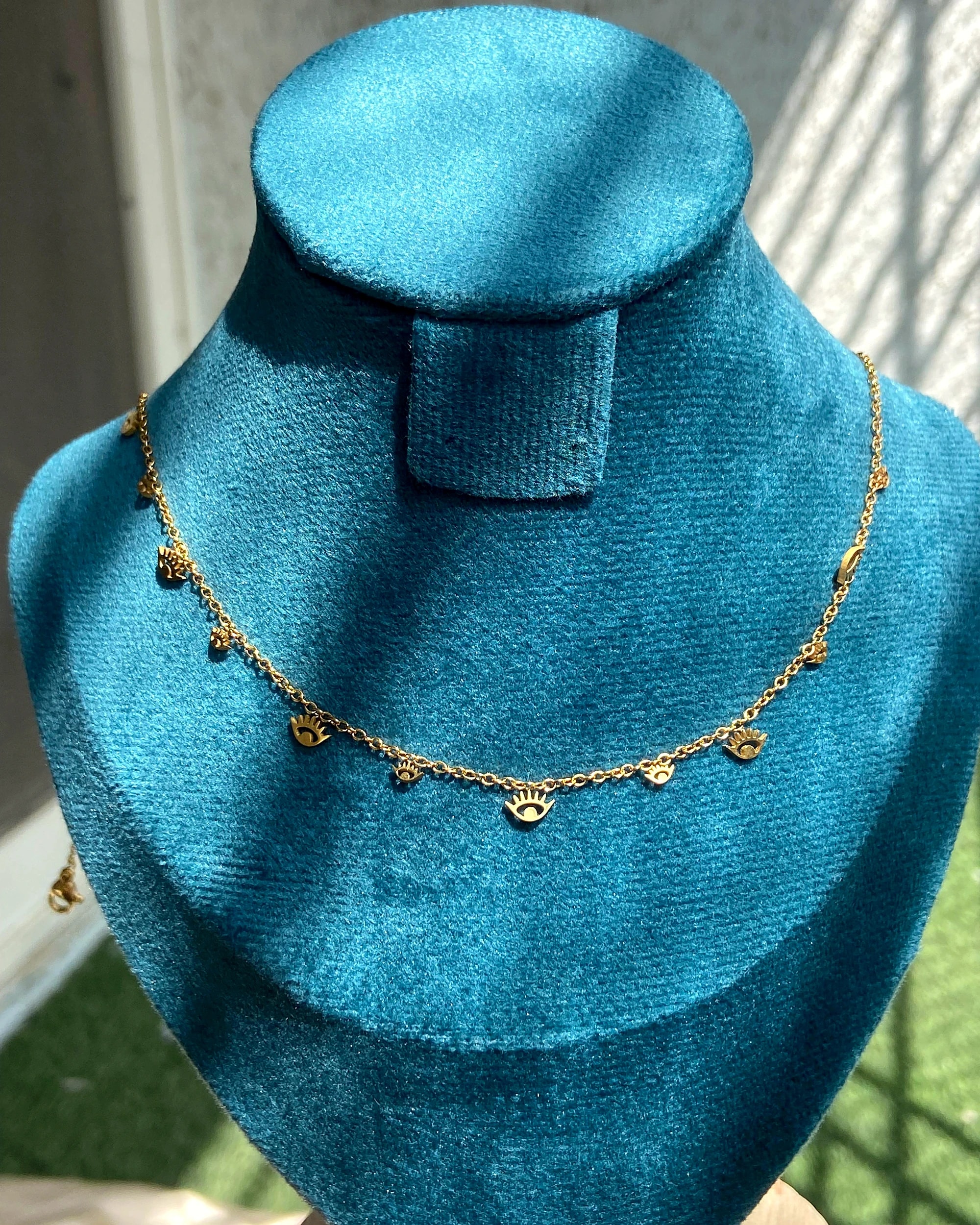 Golden Evil Eye Charm Necklace