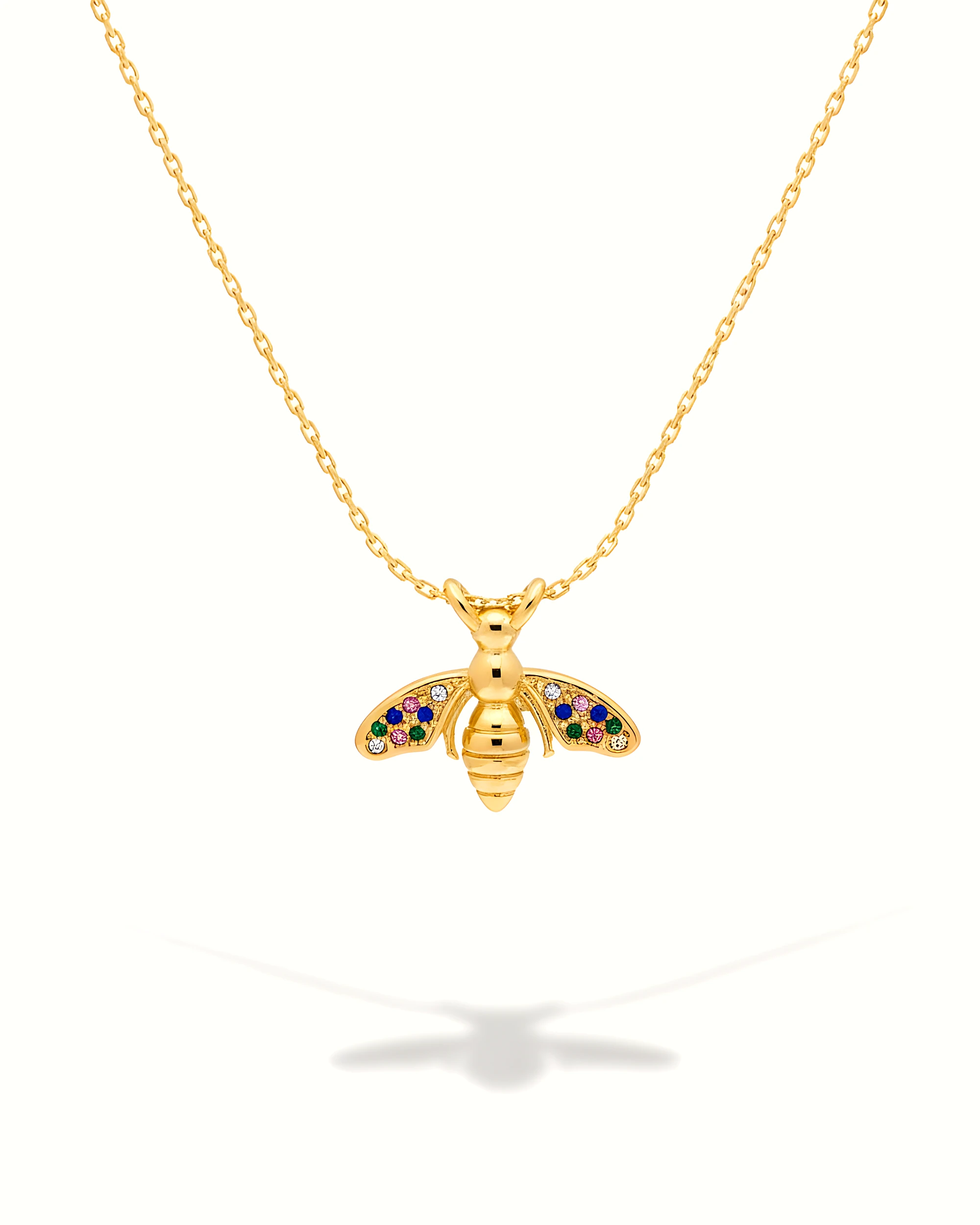 Multi-Color Gemstone Bee Necklace