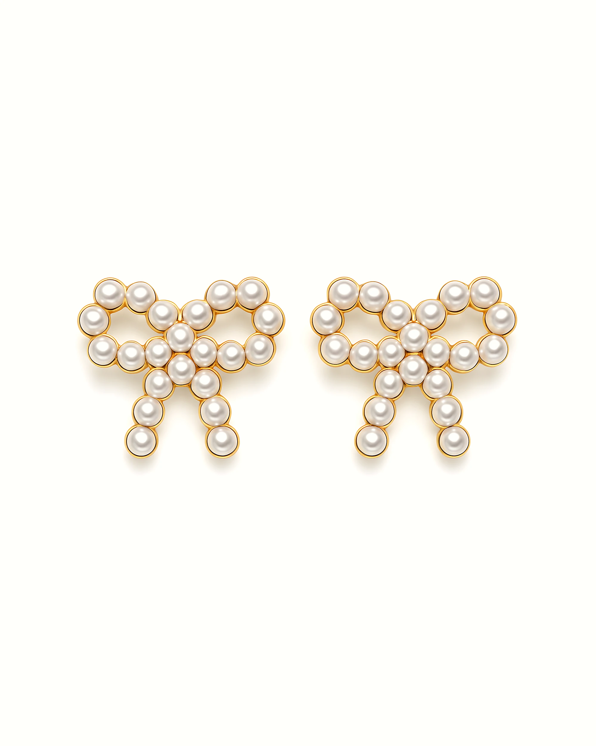 Pearl Bow Stud Earrings