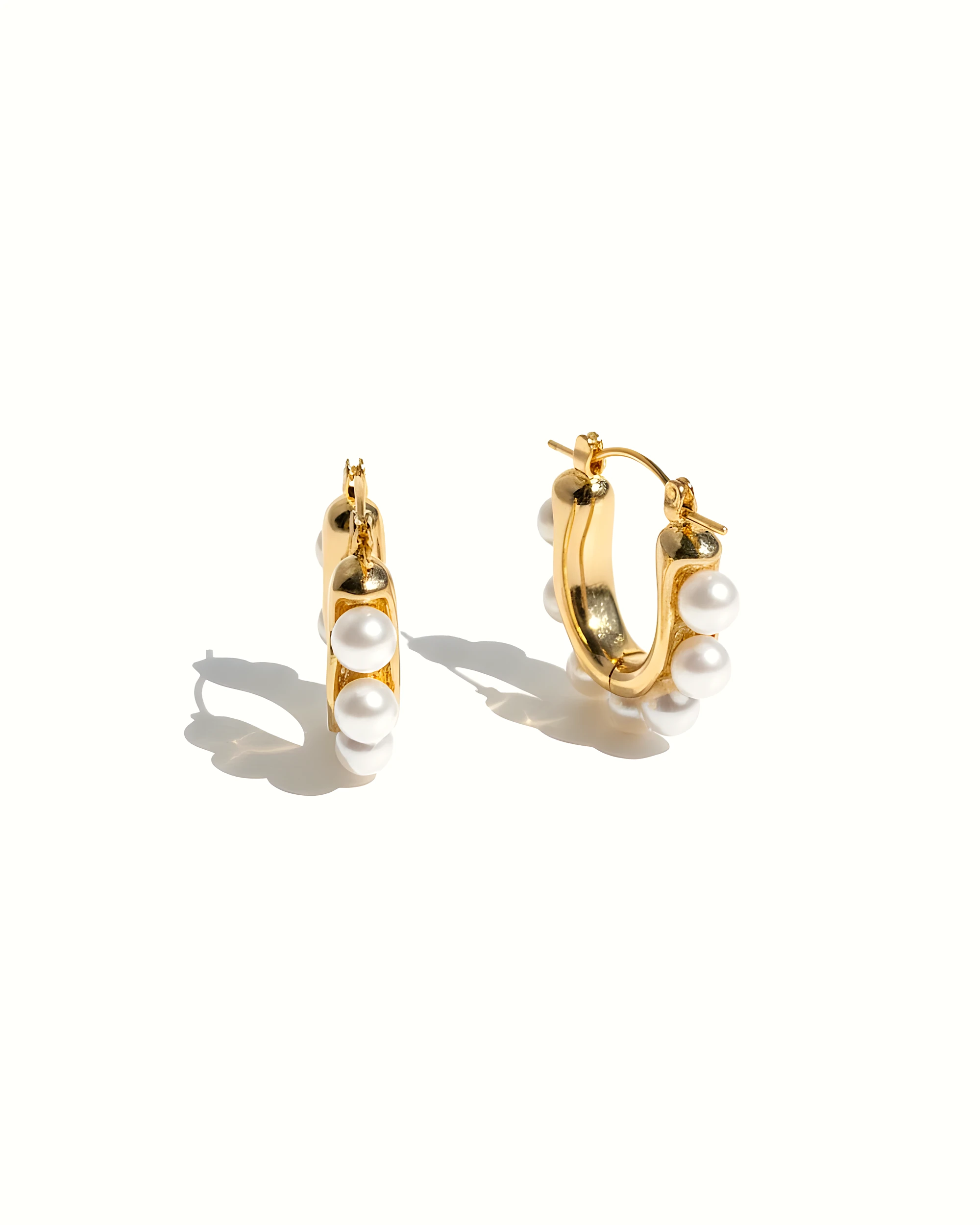 Pearl Huggie Hoop Earrings