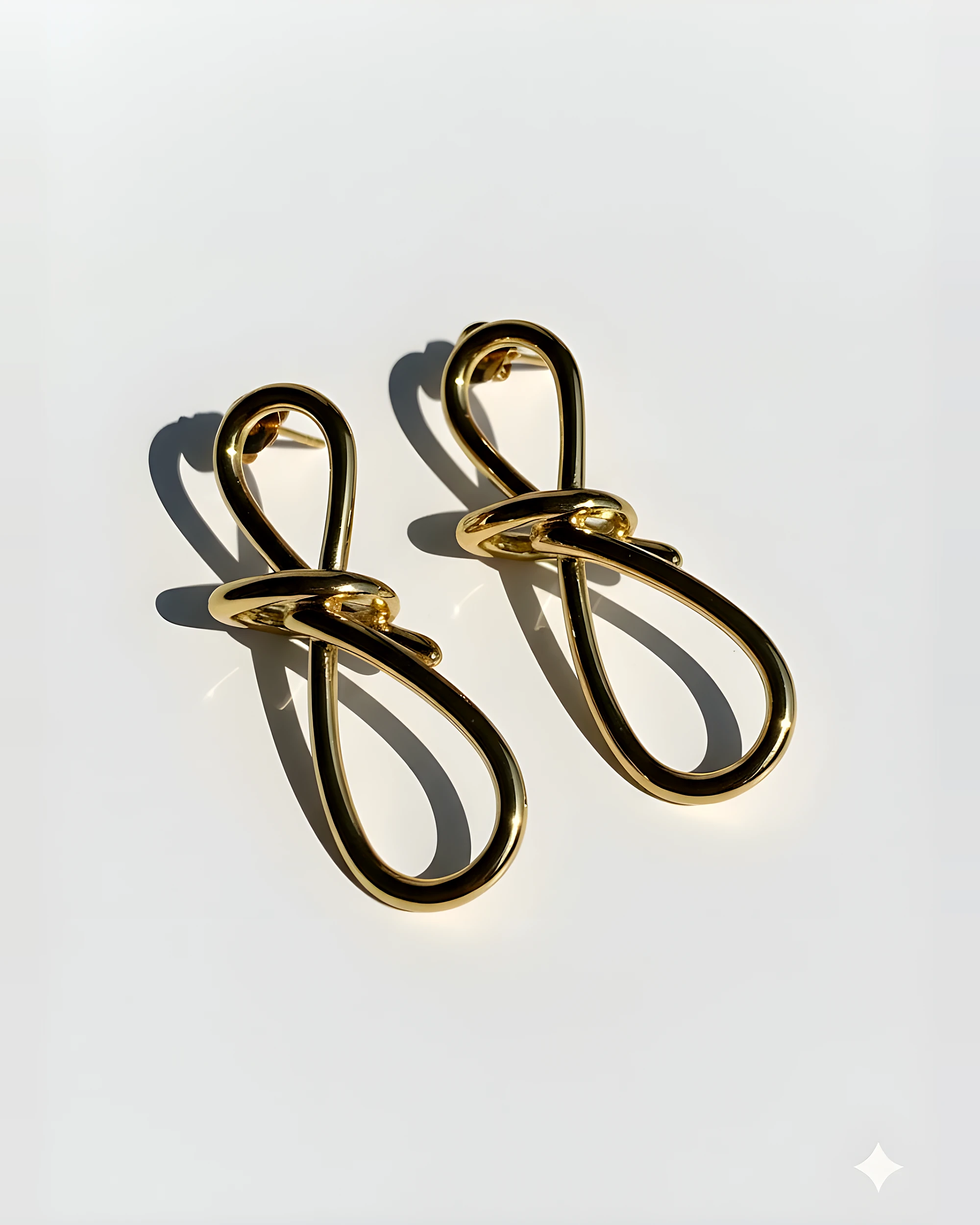Sculptural Gold Knot Drop Earrings