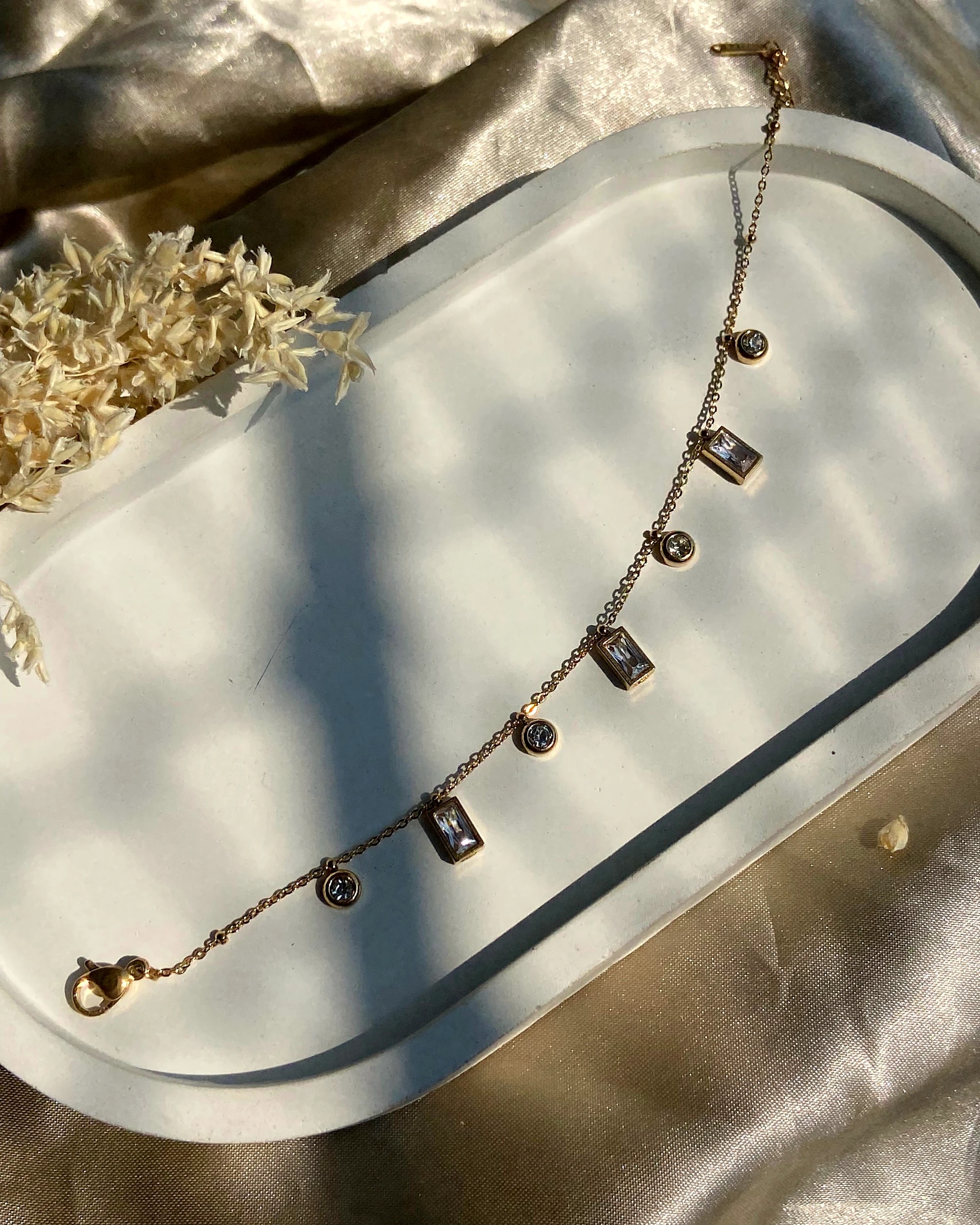 White Crystal Charm Bracelet