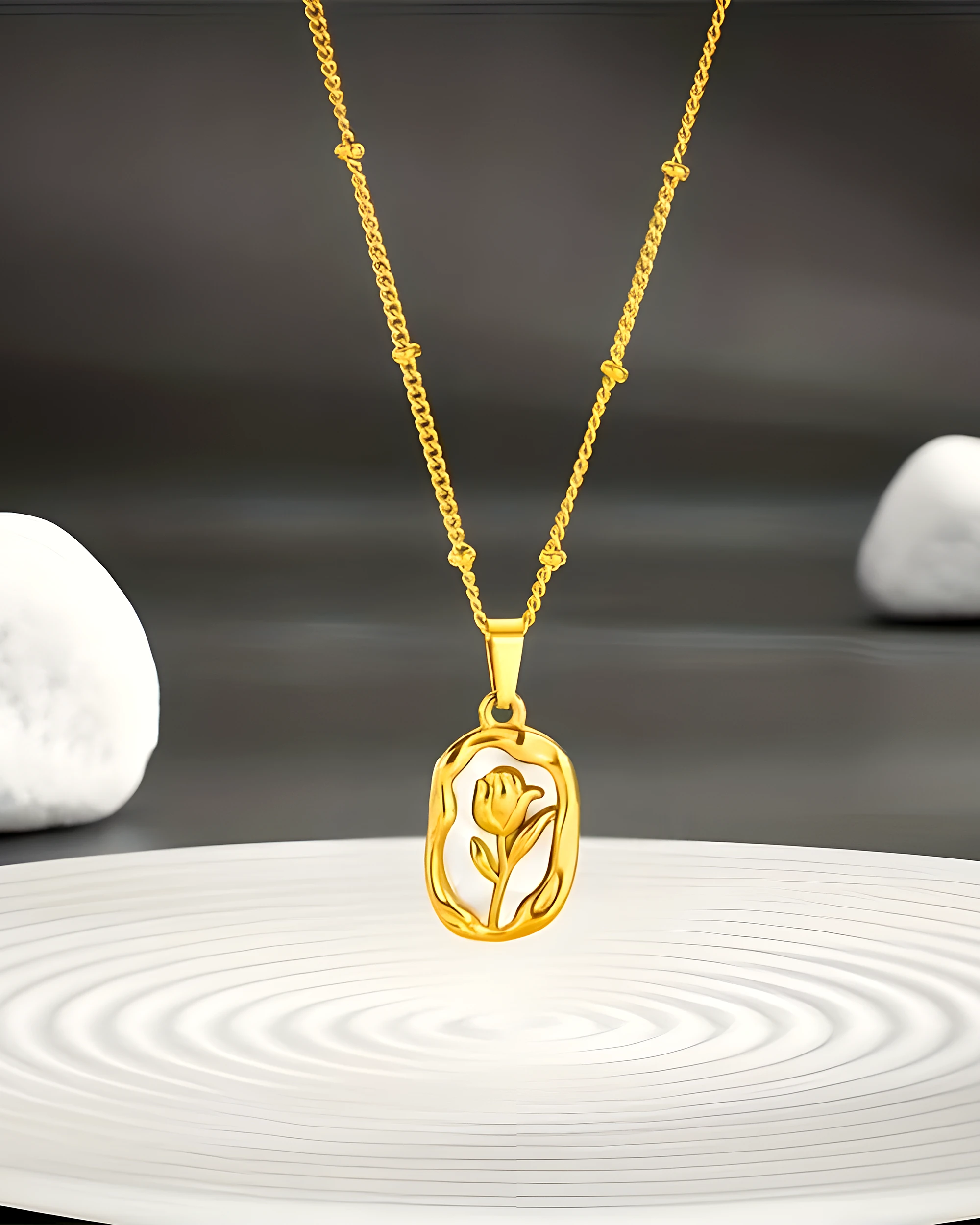 White MOP flower Necklace