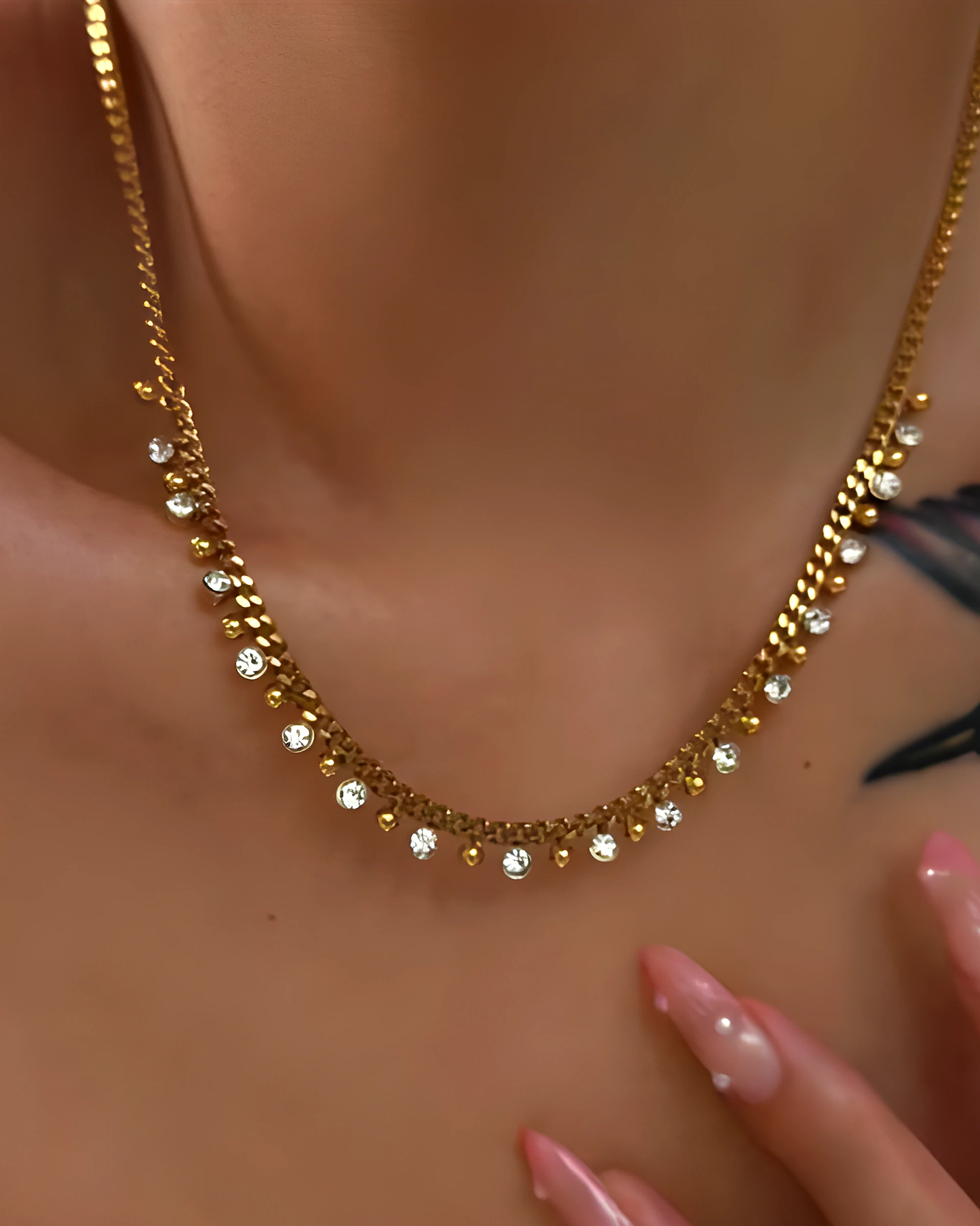 Crystal Drop Chain Necklace